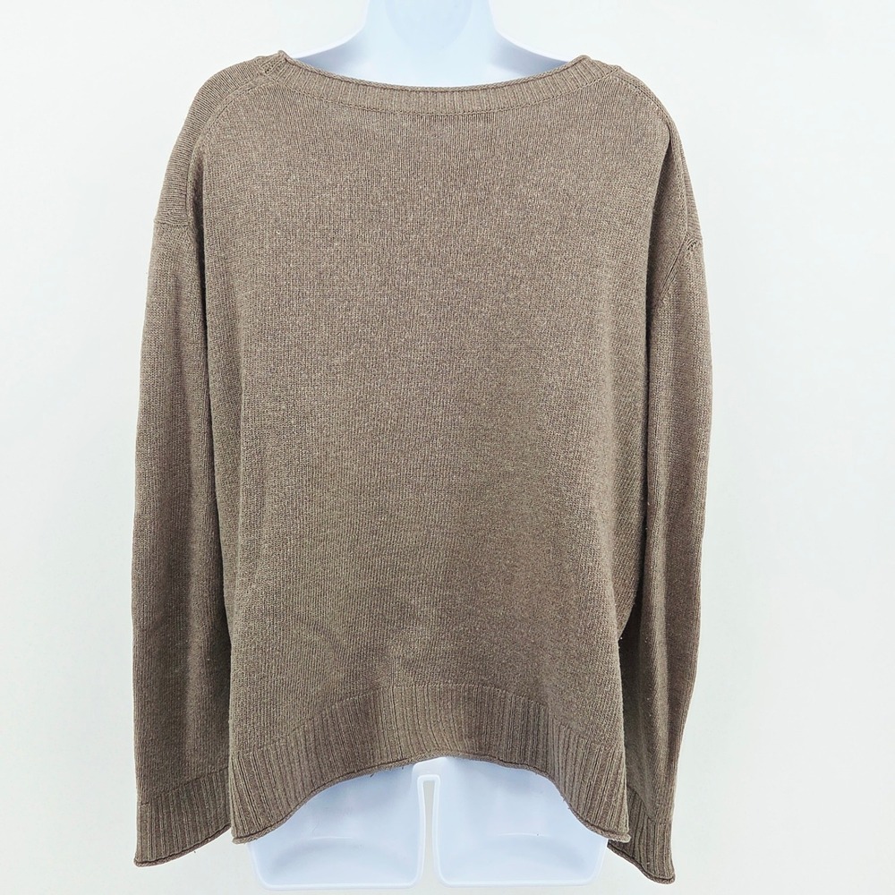 Jenni Kayne Wool Cashmere Blend Everyday Sweater Knit Oversized Taupe Brown XL - Picture 7 of 16